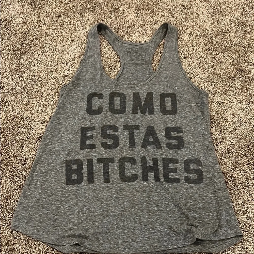 Gray Sleeveless Graphic Tank Top - Picture 1 of 2
